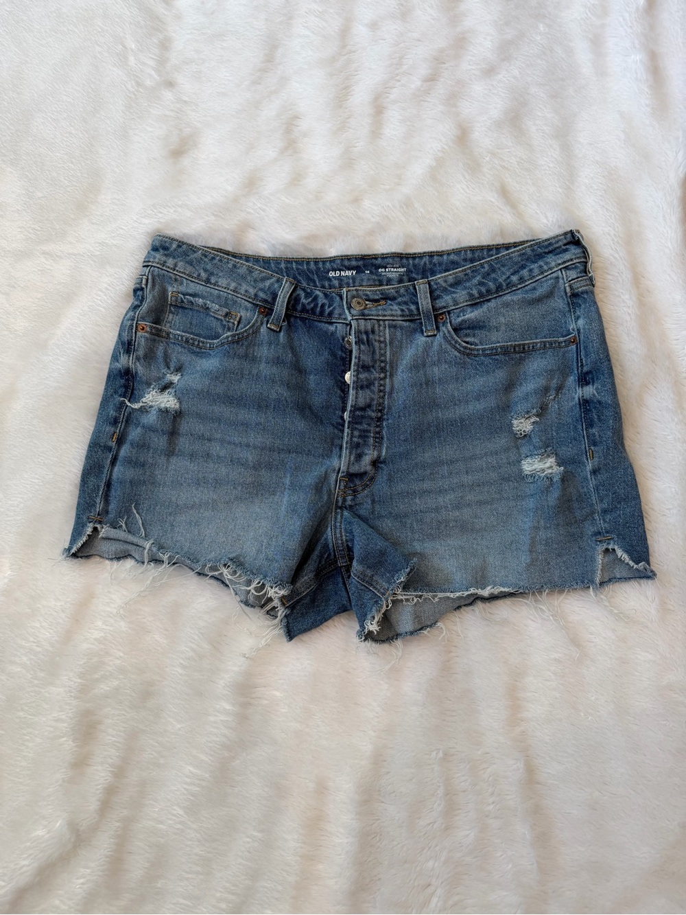 Old Navy Medium Blue Distressed Denim Cutoff Shorts